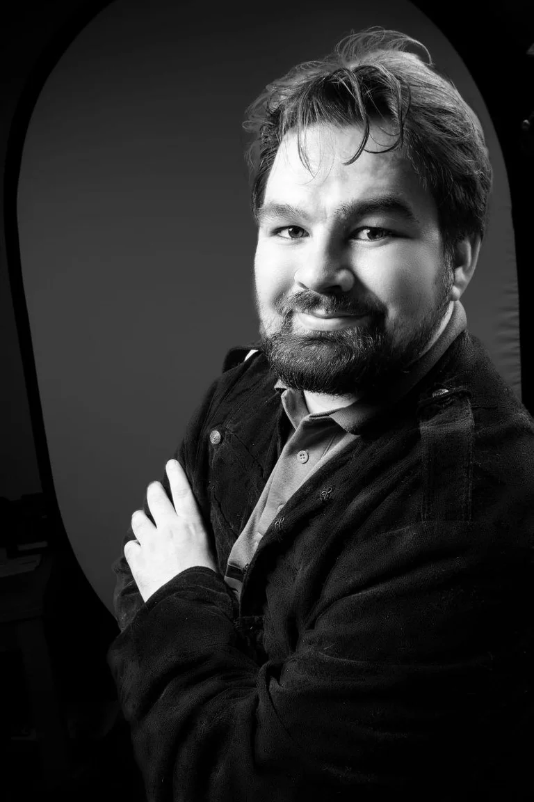 Portrait en noir et blanc de Quentin Le Sellin